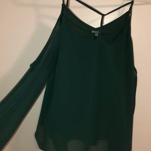 Emerald Green Off Shoulder Long Sleeve Blouse